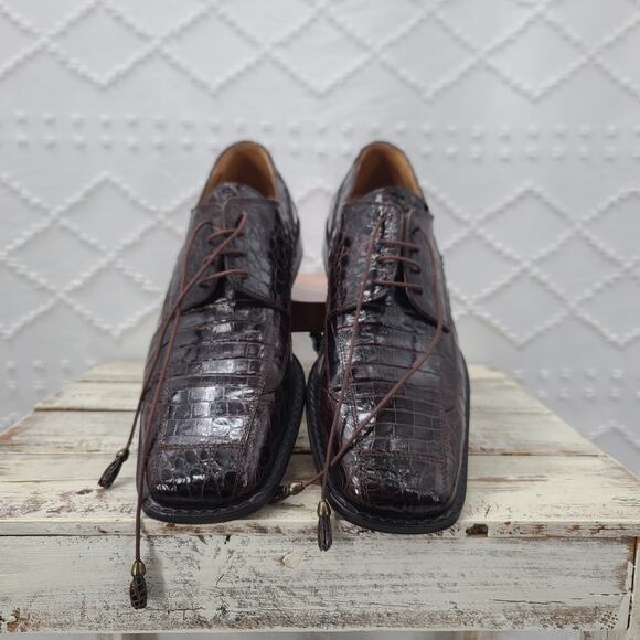 David Eden Vintage Crocodile leather Hand Carfted In Spain Men\'s Shoes Size 12